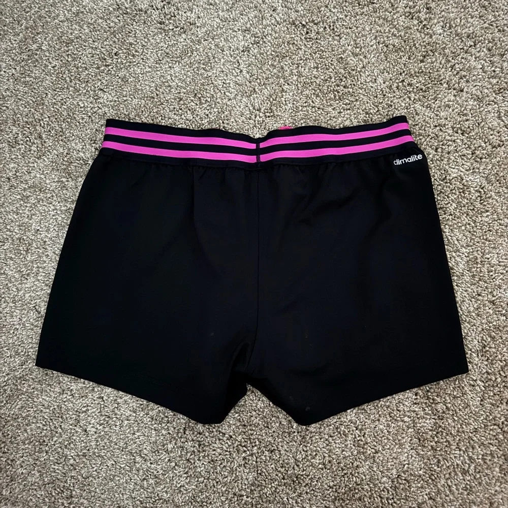 Adidas Women's Climalite Draw String Hot Pink Stripe Athletic Shorts Size S